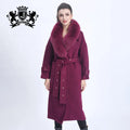 Women Luxury Korean Style Women Cashmere Big Fur Collar Wool Coat
