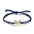 ACME 925 Sterling Silver Butterfly Charm Gold Plated Nylon Dark Bracelets Adjustable BFF Gift for Teens Girls