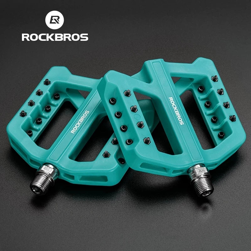 For ROCKBROS BMX Bicycle Pedal Flat Platform Non-slip 9/16" Nylon Bearing Aluminum Alloy Quality Nylon Pedals