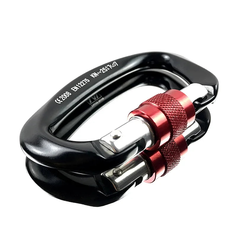 2023 Aluminum Ultra-Light 25KN Locking Climbing Carabiner D Shape High Polished CE Certified with Custom Logo