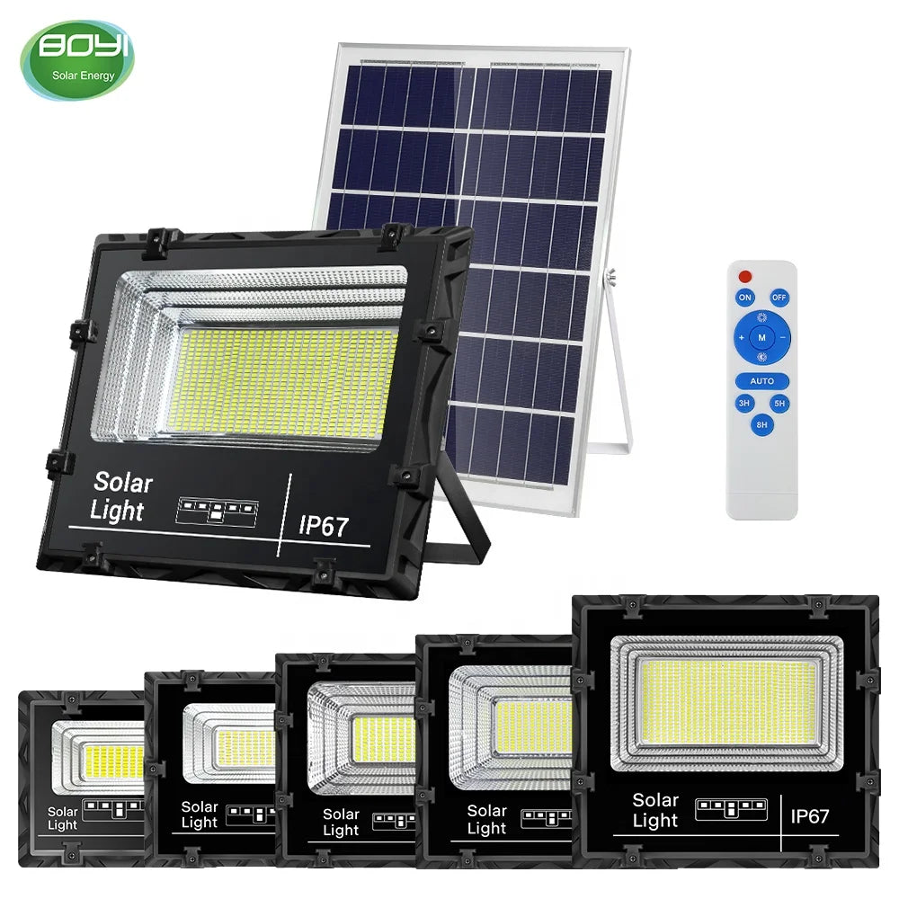 200W Outdoor Solar LED Flood Light with Motion Sensor Waterproof IP67 Reflector and ABS Body for Garden Lighting