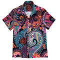 No MOQ Custom Wholesale Casual Summer Sublimation Beach Short Sleeve Button up Hawaiian Printed Paisley Bandana Shirts for Men