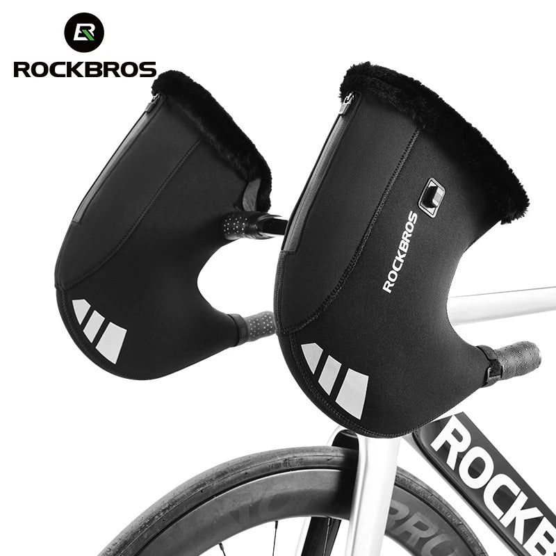 ROCKBROS Winter Cycling Gloves Motorcycle Handlebar Muff Cover Mittens Protective Heated Handlebar Mittens