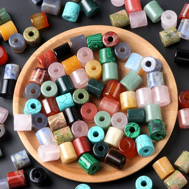 6mm Big Hole Cylindrical Beads Crystal Stone Semi-Precious Stone 16mm Cylindrical Loose Beads for DIY Bracelet NK Accessories