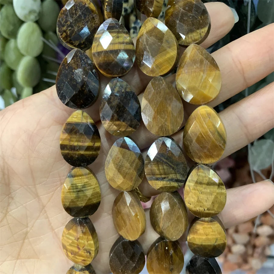 Natural Stone Drop-shaped Faceted Beads 12*16mm Faced Beads for Jewelry Making