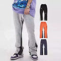 KY Custom Splash Print Vintage Oversized Color Block Spray Wide Leg Graffiti Flared Raw Hem Extended Stacked Sweatpants Men