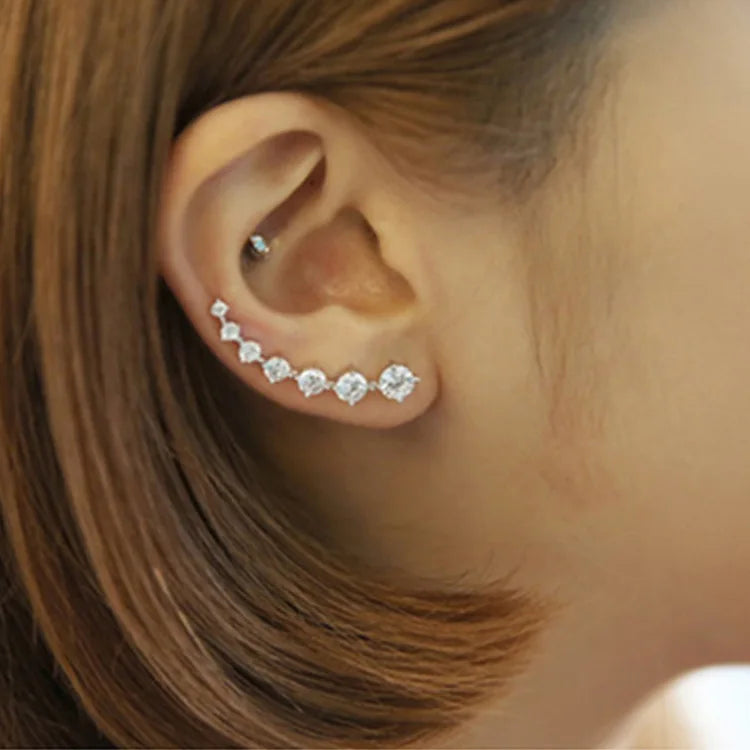 CAOSHI 2025 Hot Sell Copper Jewelry New Earrings Seven Diamond Zircon Silver Gold Rose Gold Color Ear Stud Earrings for Women CZ