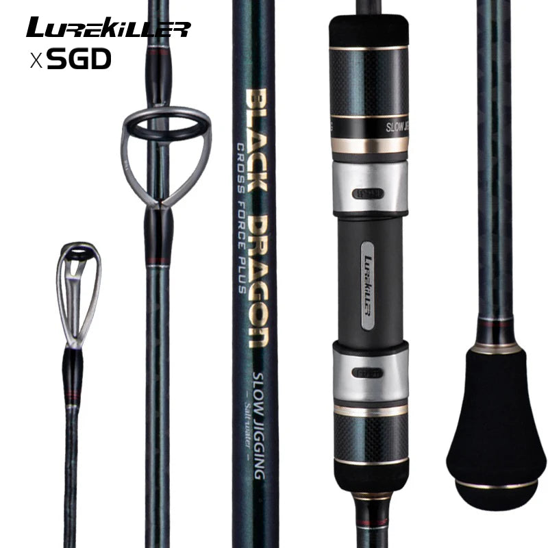 Lurekiller Black Dragon Slow Jigging Rod 1.91m Max Drag 15kg Carbon Slow Pitch Jigging Rod Boat Raft Fishing Rods