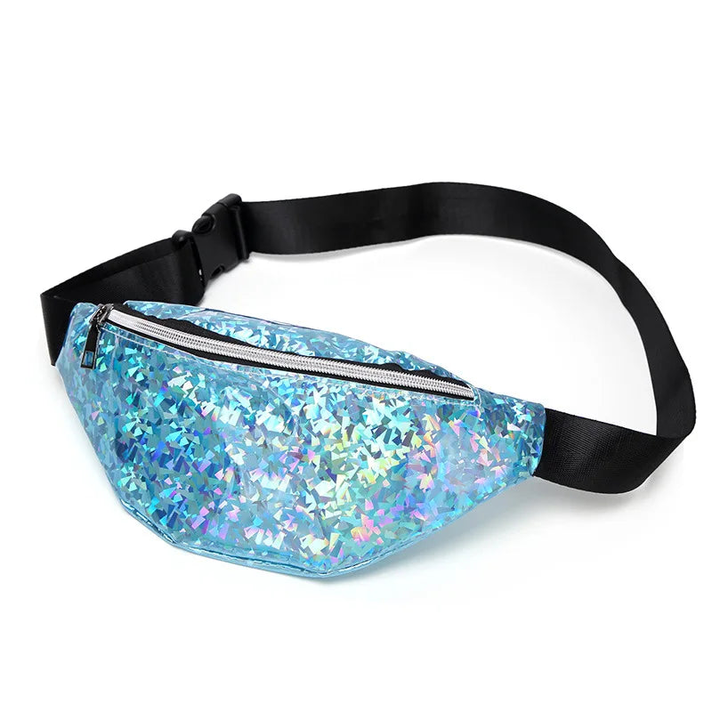 Wholesale Low Moq Waterproof Waist Bag Custom Logo Holographic Fashion Women Girls Lady Bling Fanny Packs