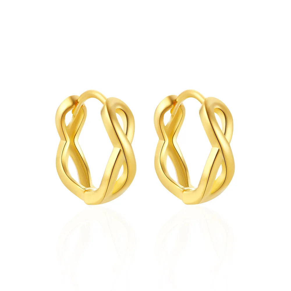 Popular New S925 Sterling Silver Minimalist Earring Eight Shaped Gold Plated Huggie Hoop Earrings