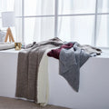 MLD Thick Contrast Crochet Decorative Knitted Wool Blanket for Adult Outdoor Travel