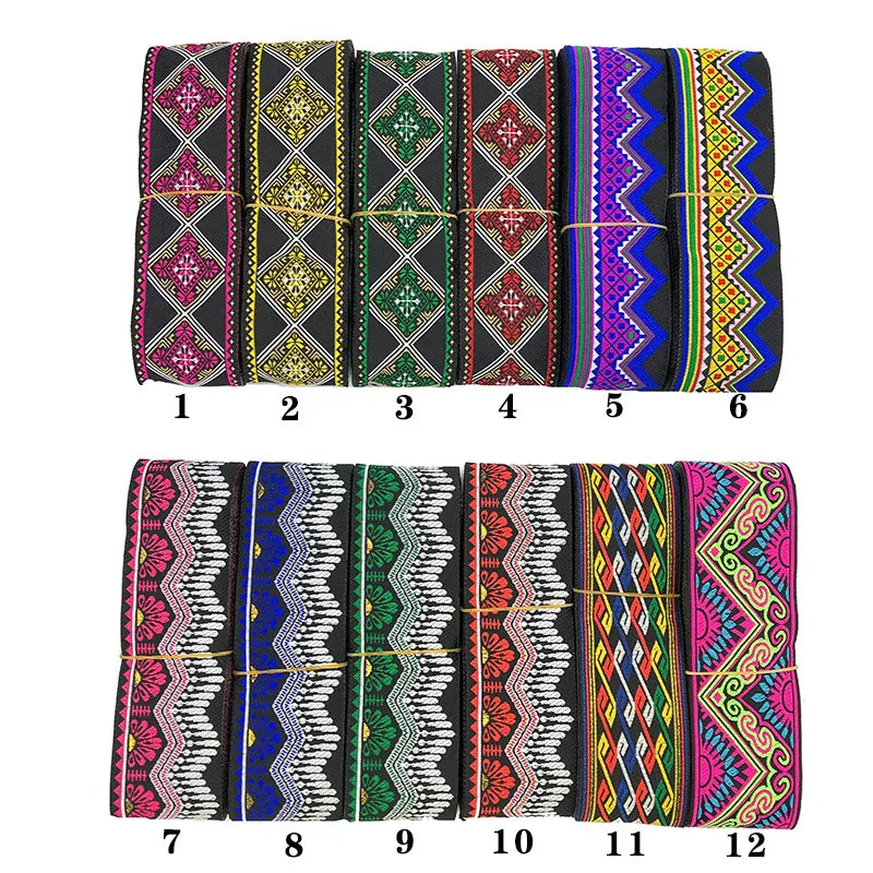 5cm Diy Traditional National Clothes Garment Ribbon Webbing Embroidery Stage Costume Collar Trims Edge Jacquard Lace Ethnic Trim