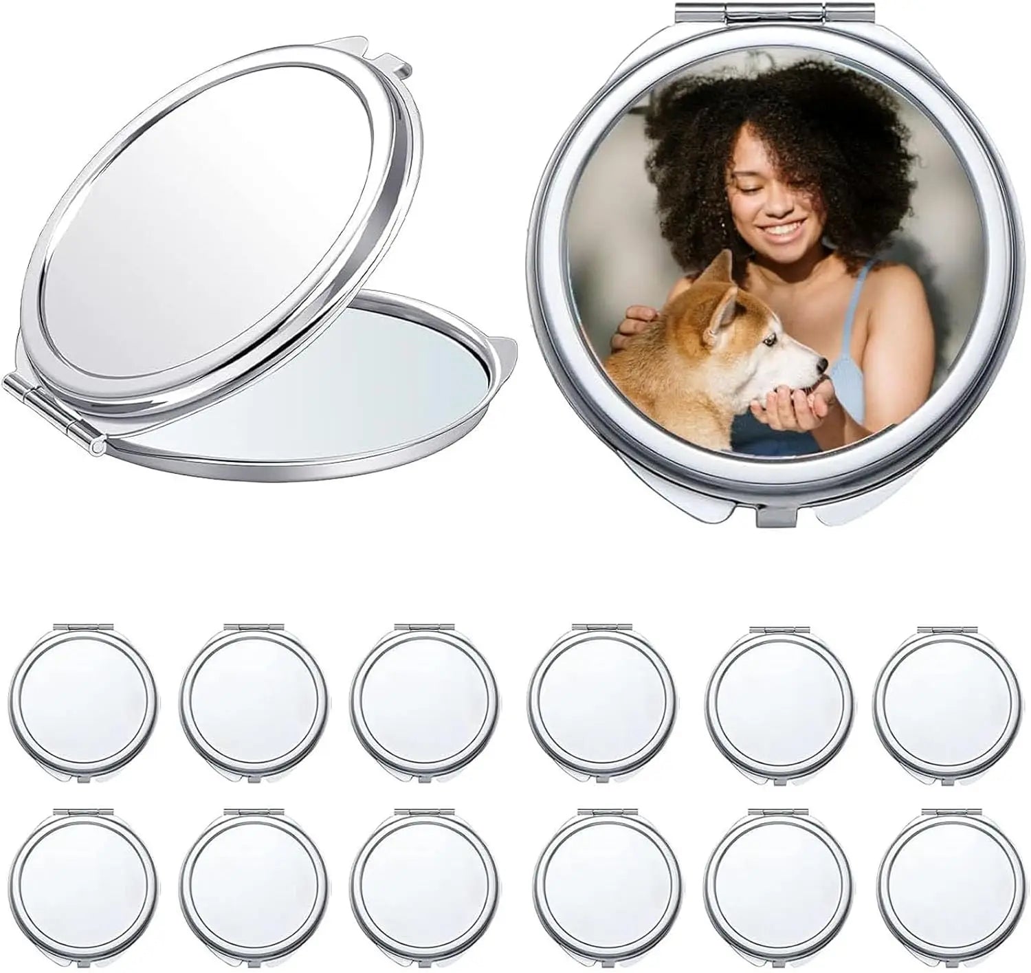 Sublimation Blanks Pocket Mirror Cosmetic Compact Travel Folding Mirrors for Makeup