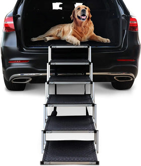 CanboPet Foldable Pet Dog Steps Outdoor Portable Pet Aluminum Car Step Ramp Climbing Ladder for Large Dogs SUV