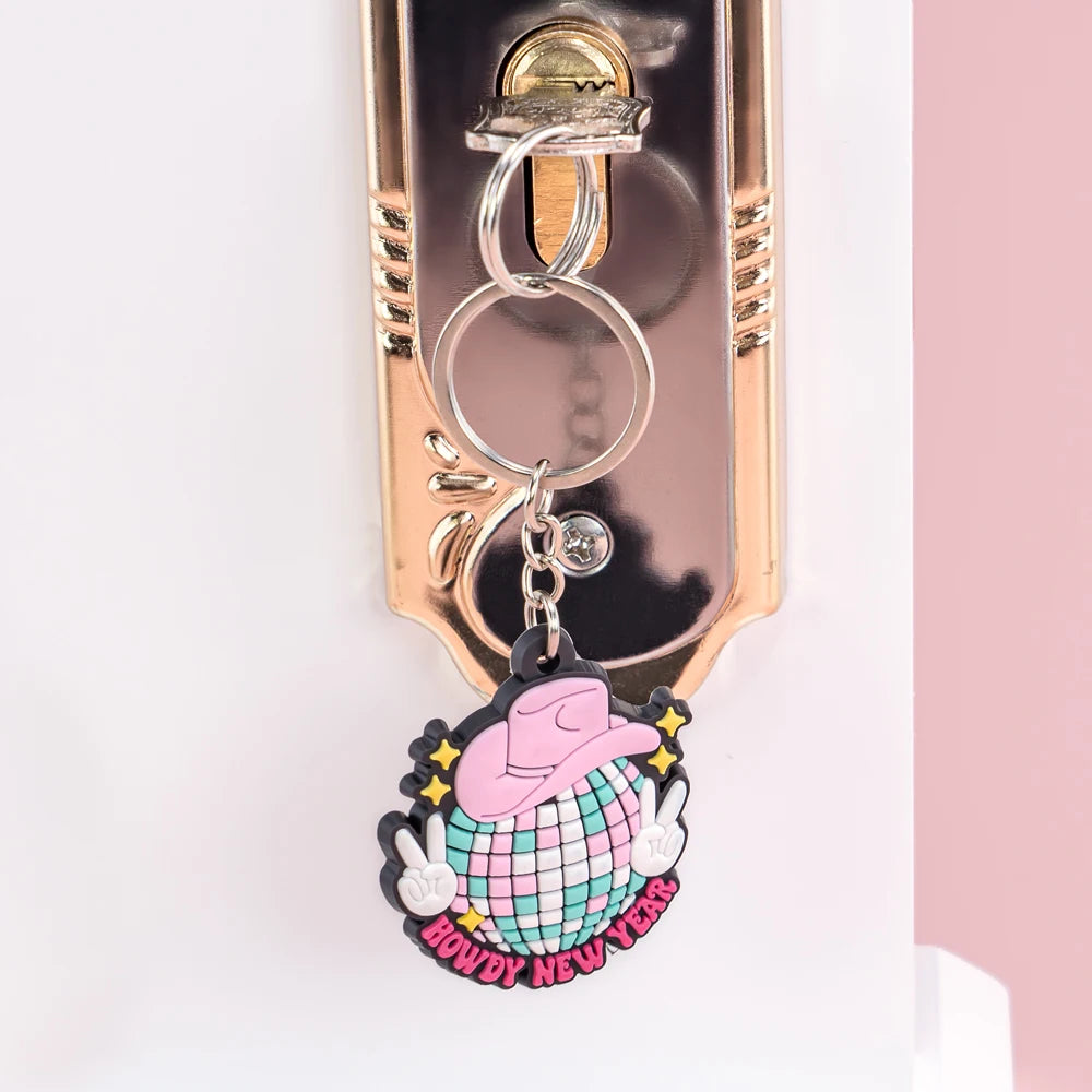 Budget-Friendly Pink Keychain Custom Cute Rubber Heart and Bow Keyring for Kawaii Lovers and Functional Use