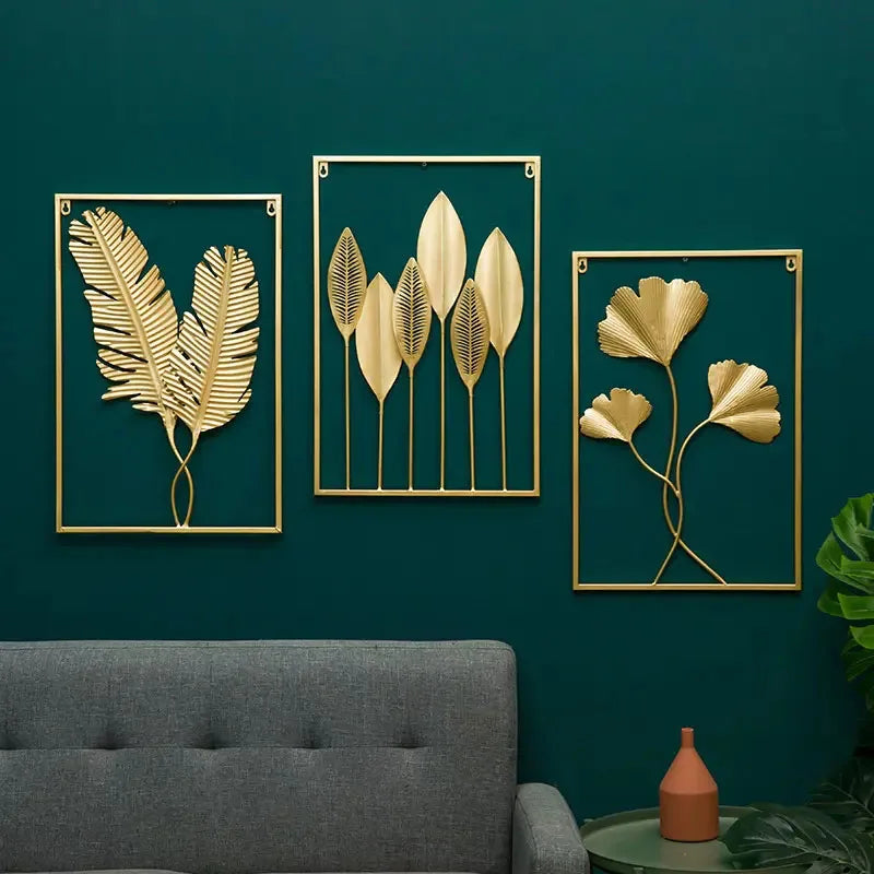 40x30 S3 Wholesale Wall Decor Display Lobby Gold Wrought Living Room Frame Art Hanging Flower Metal Home Wall Decor Dropshipping