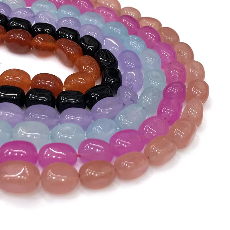 Handmade 8*12 mm Irregular Colored Crystal Oval Natural Stone Handmade Diy Beads for Bracelet Jewelry Making