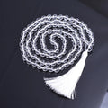 CC Luxury Natural Stone Crystal Knotted Necklace White Gravel Crystal Beaded Clear Quartz Necklace Mala 108 Tassel Pendant