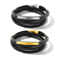 Classic Men Multilayer Braiding Leather Bracelet Gold Silver Plated Stainless Steel Magnetic Clasp Leather Bracelet PH1265