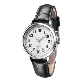 English Talking Watch for the Blind Visually Impaired Seniors Leather Strap Watchband Bracelet Quartz Analog Voice With Alarm