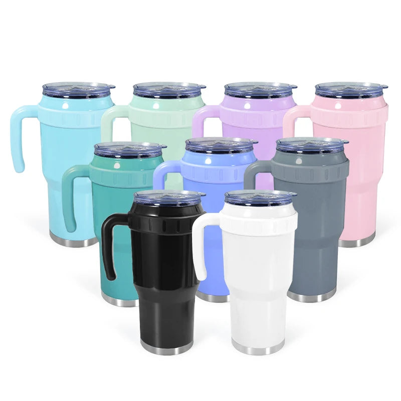 Wholesale 40oz Stainless Steel Coffee Mug with Handle Double Wall Vacuum Insulated Tumbler With Handle and Leak Proof Lid