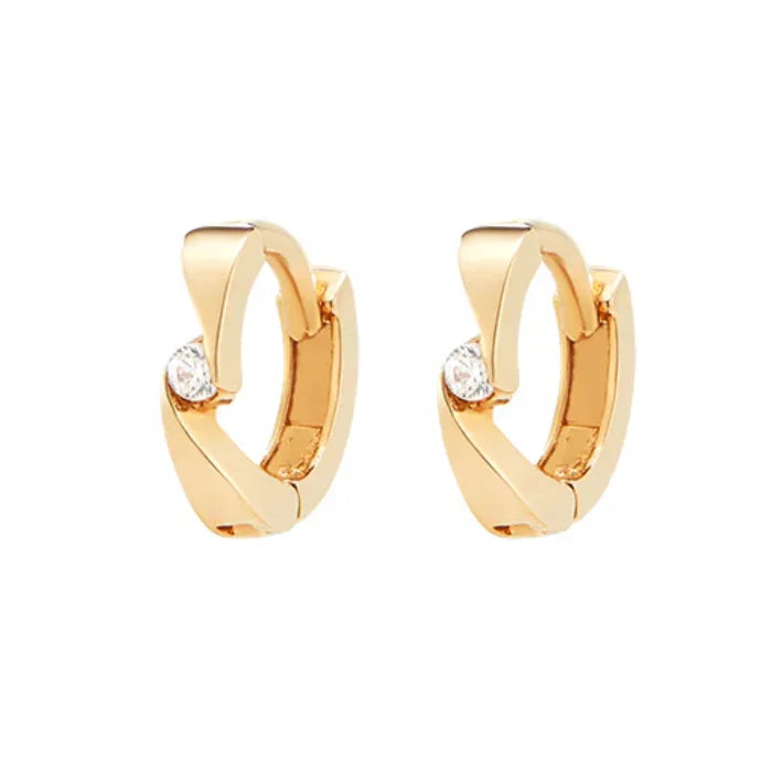 LOZRUNVE Rose Gold Jewelry Feature Solitaire CZ Stone Tiny Hoop Huggie Statement Earring Silver 925