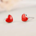 925 Sterling Silver Red Heart Stud Earrings for Women Girls Fashion Jewelry 2021