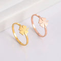 Wholesale Lucky Four Leaf Clover Rings for Women Gold Plated Stainless Steel Wedding Party Ring Jewelry Gift for Lover