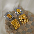 2024 Dazan New HOT 18k Gold Plated Hypoallergenic Stainless Steel Vintage Gypsy Dancer Square Mixed Stud Unique PROM Jewelry