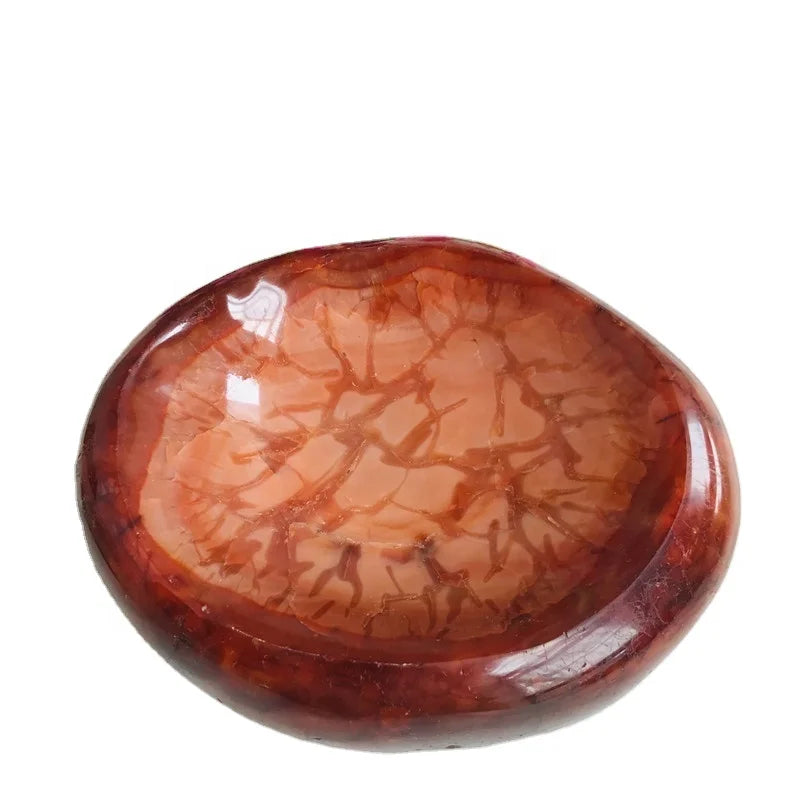 Wholesale Natural Red Agate Crystal Bowl Healing Carnelian Ashtray For Decorate Gift