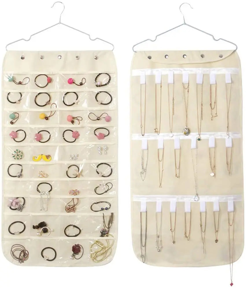 60-Pocket Novelty All-Season Jewelry Organizer 20 Hook Loops Closet Systems Accessories Holder Supports Room Space