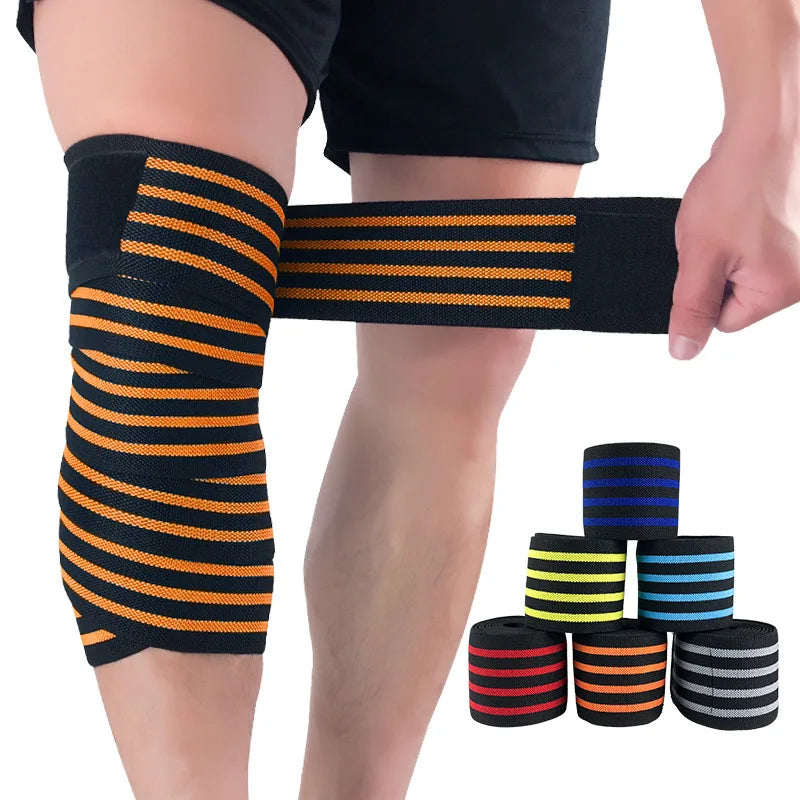 Elastic Sports Gym Knee Wraps Weightlifting Knee Support Brace Straps Knee Bandages Wraps for Women and Men
