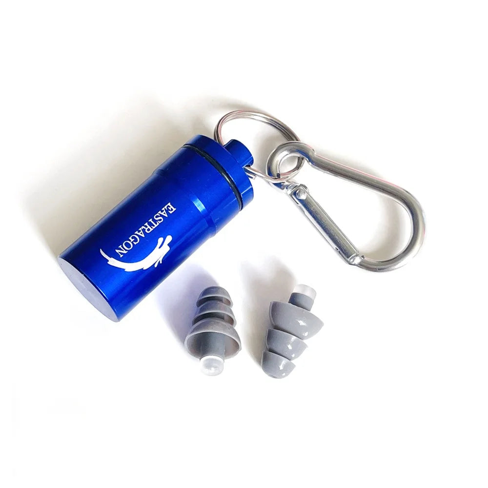 BSCI Factory 31dB Grey Silicone Ear Plugs Aluminum Case and Logo Party Motorcycle Earplugs Reusable Wholesale Noise Reduction