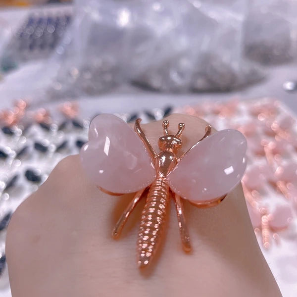 HZ 18k Gold Plated Chain Jewelry Necklace Luxury Beauty Transparent Crystal Butterfly for Women