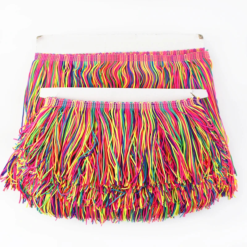 Deepeel RC901 10/15/20cm Wide Fringe Row Lace Rainbow Tassels Fringe Trim Christmas Decorative Lace Accessories for Dance Dress