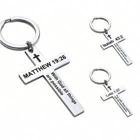 Christian Cross Keychain Holy Bible Keychain Stainless Steel Bible Verse Key Chains Jesus Prayer Baptism Jewelry Religious Gifts