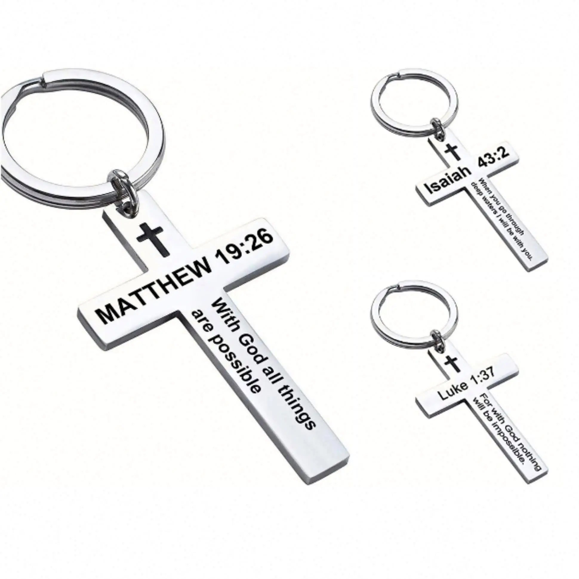 Christian Cross Keychain Holy Bible Keychain Stainless Steel Bible Verse Key Chains Jesus Prayer Baptism Jewelry Religious Gifts