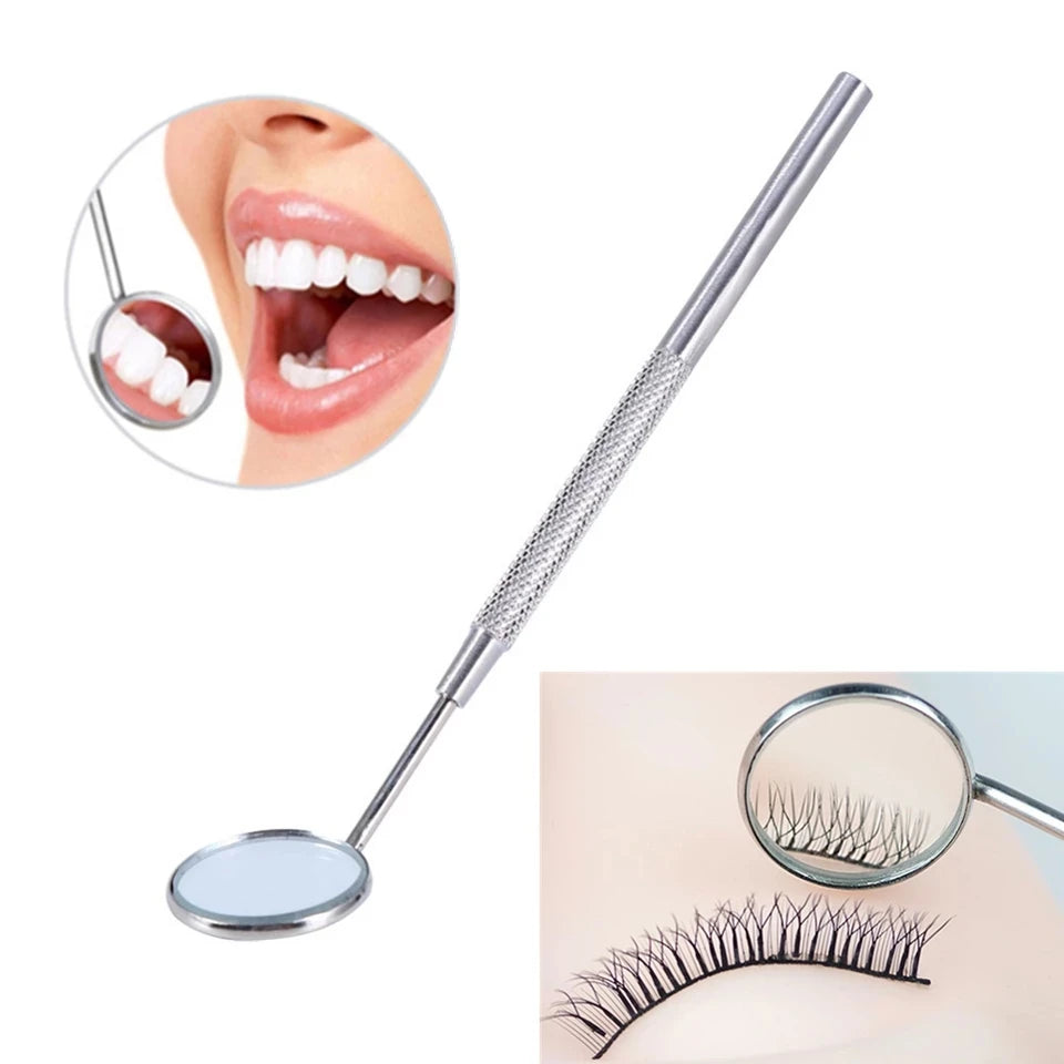 Eyelash Extensions Inspection Mirror Checking Lashes Mouth and Teeth Stainless Steel Hand-held Eyelash Small Mirror