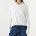 Women's Relaxed Fit V-neck Solid Color Sweatshirt Hooded Long Sleeve Pullover Sweatshirt for Women