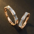 H&F Fine Jewelry Rings Wedding Bands Gold Ring for Wom AU750 Natural Diamond White Gold Wedding Ring Set for Man and Woman