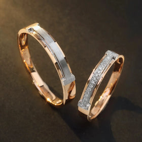 H&F Fine Jewelry Rings Wedding Bands Gold Ring for Wom AU750 Natural Diamond White Gold Wedding Ring Set for Man and Woman