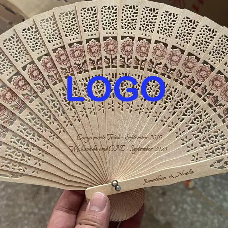 Hot Selling Personalized Engraved Wood Folding Hand Fan Customized Wedding and Birthday Abanico Painted Bamboo Material