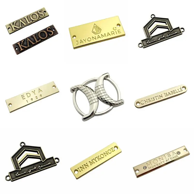 Custom Casting Shaped Shiny Polished Blank Metal Name Tags for Clothing/handbag