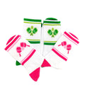Women's Spring 100% Cotton Socks Color Blocking Stripes Cartoon Tennis Rackets Design Anti-Bacterial Breathable Fashionable