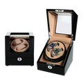Automatic Rotating Wooden Luxury Watch Winder Box Gyro High Quality Custom Display Grain Drower Black 2 Slot Piano Lacquer