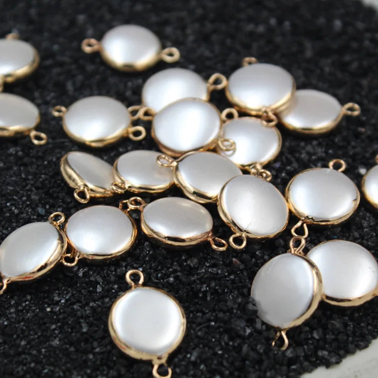 Natural 15mm Baroque Pearls Connector Charm Shell Pearl Connector Pendant for Making Earrings Necklace Finding