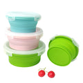 4-Piece Eco-Friendly Disposable Collapsible Silicone Lunch Box Set with Well-Sealed Foldable Design