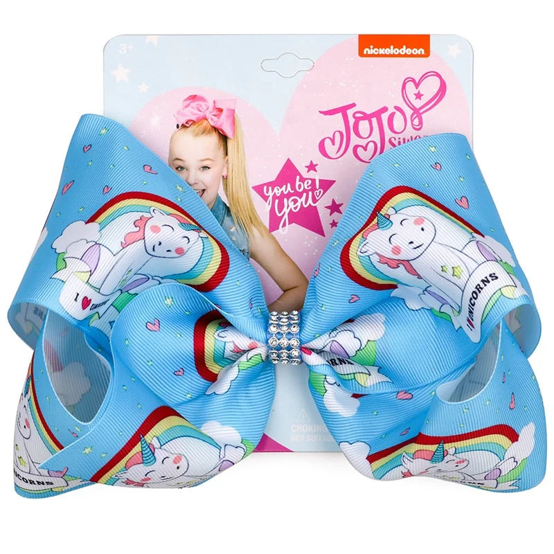 BSCI Factory Wholesale 8 Inch Unicorn Print  Ribbon Hairpin JOJO Siwa Hair Bows