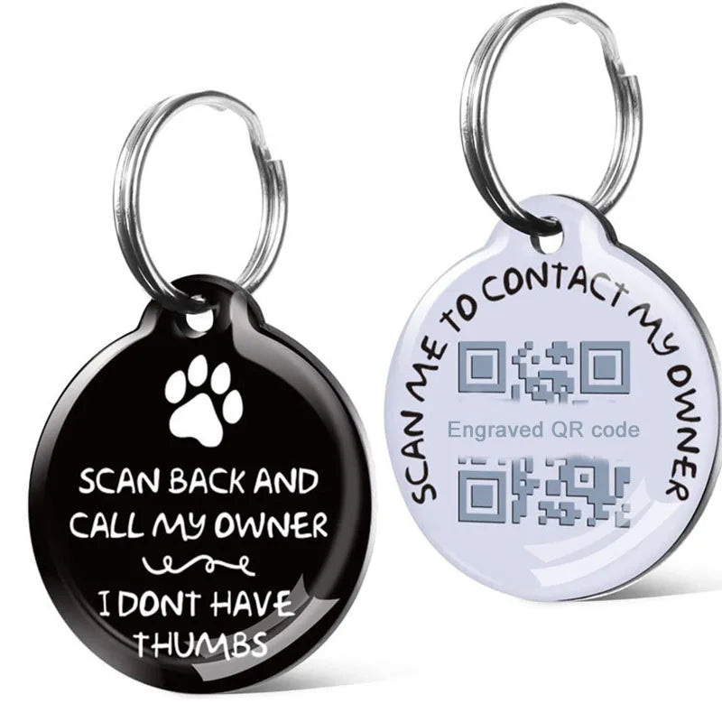 Personalized Durable Custom Laserable Engraved Metal Anti-lost QR Code Luxury Solid Simple Pet Dog ID Tags
