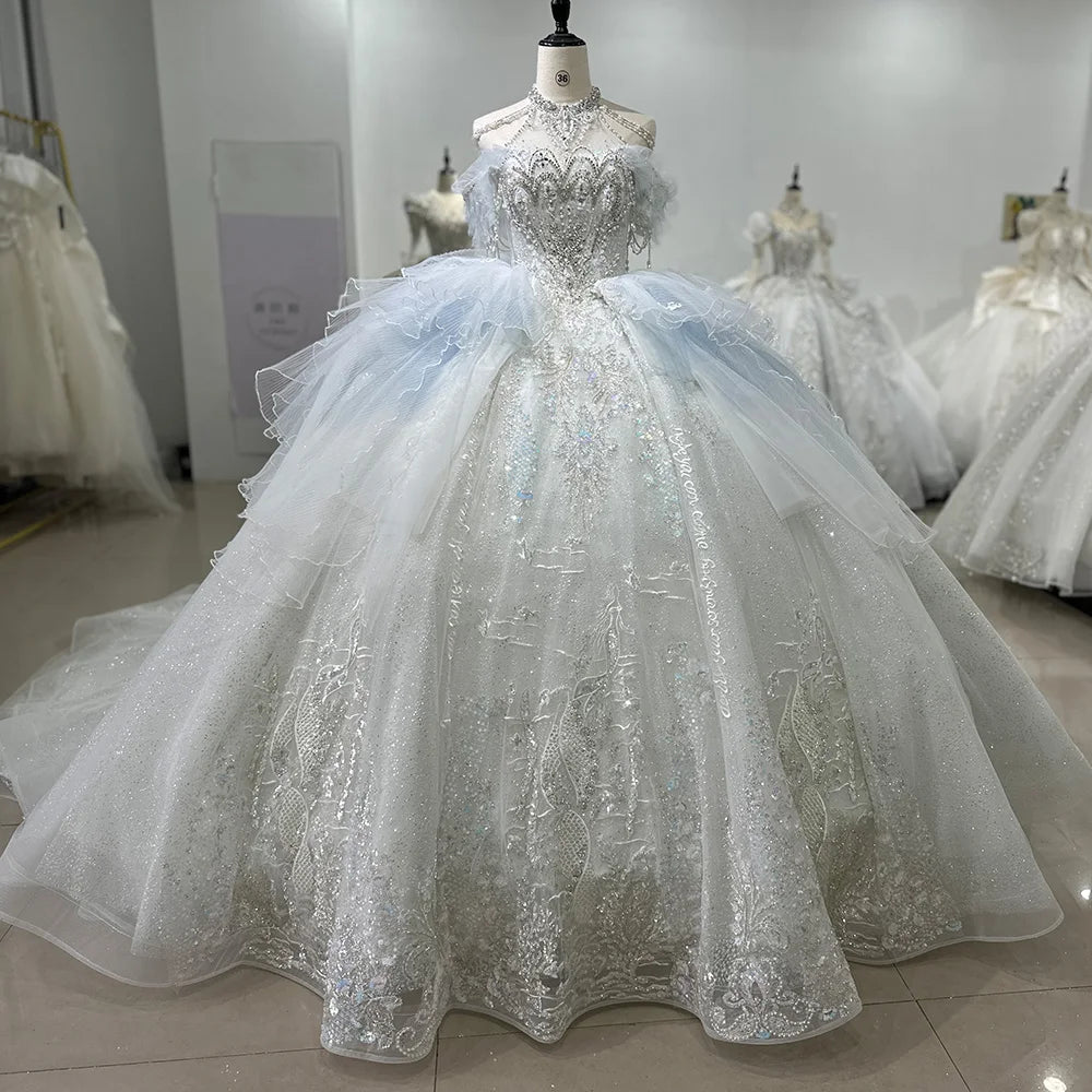 Jancember XS048 Beautiful Off Shoulder Puffy Ball Gown Wedding Dresses